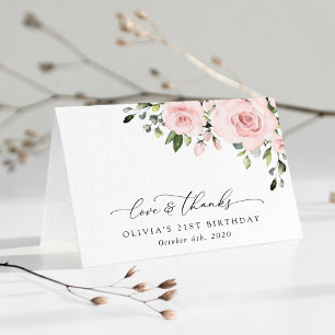 Carte De Remerciements Fleurs Rouges, Fleurs Roses, Verdure, Anniversaire