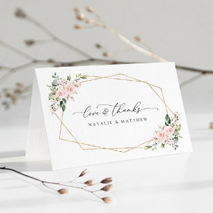 Carte De Remerciements Fleurs Rouges, Fleurs Roses, Verdure, Mariage