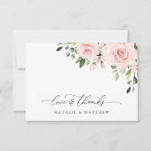 Carte De Remerciements Fleurs Rouges, Fleurs Roses, Verdure, Mariage (Devant)