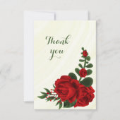 Carte De Remerciements fleurs rouges vert feuilles (Devant)