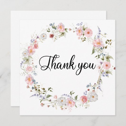 Carte De Remerciements Fleurs sauvages (Devant / Derrière)