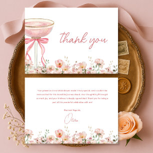 Carte De Remerciements Fleurs sauvages à ruban rose clair Enterrement de