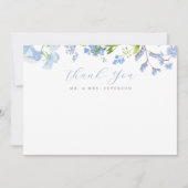 Carte De Remerciements Fleurs sauvages Bleues délicates Script Mariage Pl (Devant)