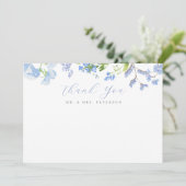 Carte De Remerciements Fleurs sauvages Bleues délicates Script Mariage Pl (Debout devant)