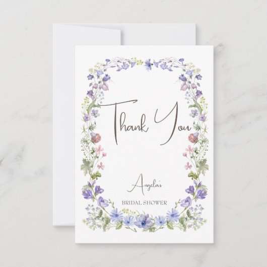 Carte De Remerciements Fleurs sauvages bohèmes douche de mariée (Devant)