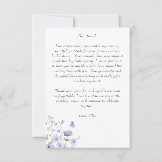 Carte De Remerciements Fleurs sauvages bohèmes douche de mariée (Dos)