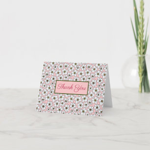 Carte De Remerciements Fleurs sauvages boho sur fond rose