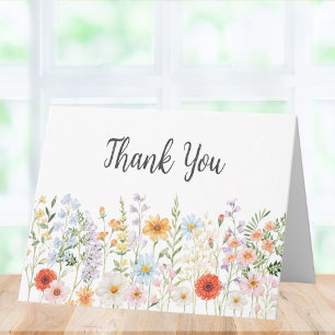 Carte De Remerciements Fleurs sauvages botaniques aquarelle monogramme