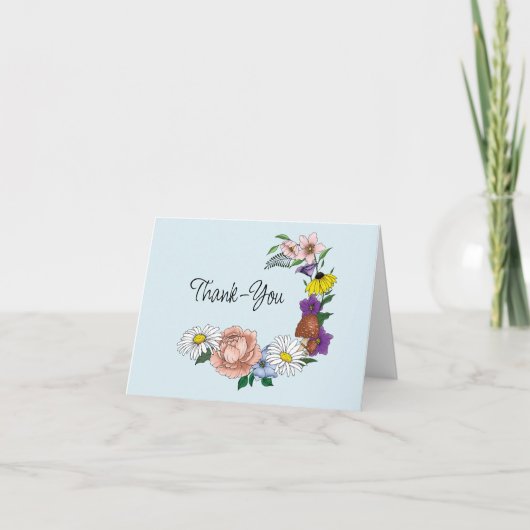 Carte De Remerciements Fleurs sauvages Champignons bleus floraux (Devant)