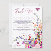 Carte De Remerciements fleurs sauvages chic modernes écriture jolie gradu (Devant)