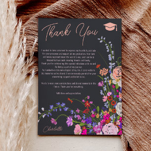 Carte De Remerciements fleurs sauvages chic modernes écriture sombre remi