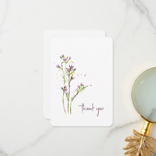 Carte De Remerciements Fleurs sauvages d'aquarelle peints à la main (Devant/Arrière en situation)