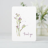 Carte De Remerciements Fleurs sauvages d'aquarelle peints à la main (Debout devant)