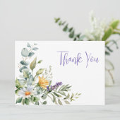 Carte De Remerciements Fleurs sauvages d'aquarelle violet (Debout devant)