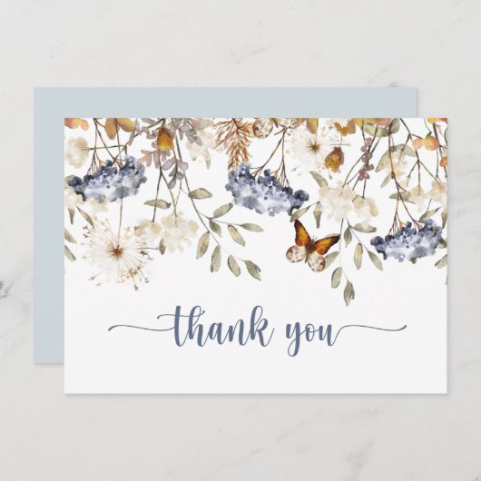 Carte De Remerciements Fleurs sauvages d'automne, Hydrangea, Jardin des p (Devant / Derrière)