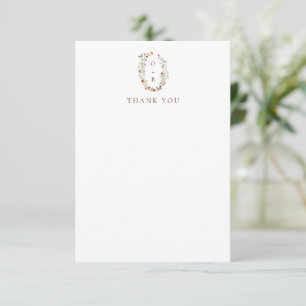 Carte De Remerciements Fleurs sauvages de la nature Boho moderne Monogram