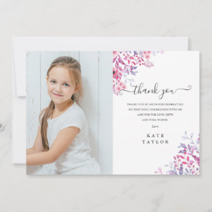Carte De Remerciements Fleurs sauvages de lavande Photo de première commu