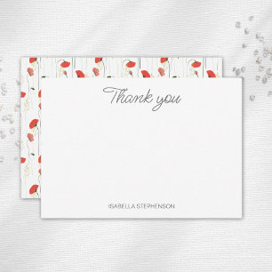 Carte De Remerciements Fleurs sauvages de pavot à l'aquarelle Réception d