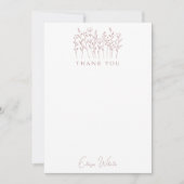 Carte De Remerciements Fleurs sauvages délicates Art en ligne rose person (Devant)