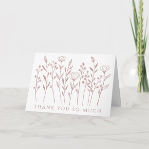 Carte De Remerciements Fleurs sauvages délicates - Art linéaire pour Baby