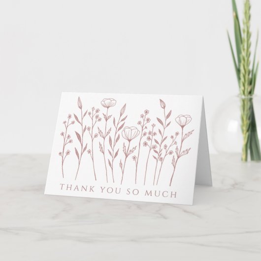 Carte De Remerciements Fleurs sauvages délicates - Art linéaire pour Baby (Devant)