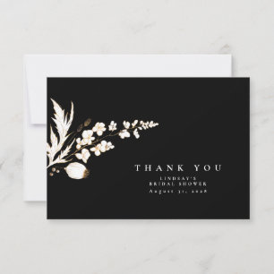 Carte De Remerciements Fleurs sauvages dorées dessinées à la main Élégant