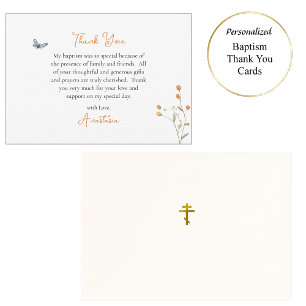 Carte De Remerciements Fleurs sauvages douces avec baptême orthodoxe de p