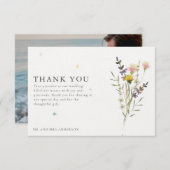 Carte De Remerciements Fleurs Sauvages en Prairie Photo Mariage Remerciem (Devant / Derrière)