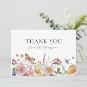 Carte De Remerciements Fleurs sauvages et papillons arrosent de remerciem (Debout devant)