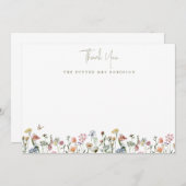 Carte De Remerciements Fleurs Sauvages Réception de Mariage Future Mme Pe (Devant / Derrière)