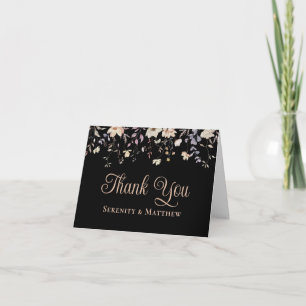 Carte De Remerciements Fleurs Sauvages Romantiques Mariage Bohème Noir Re