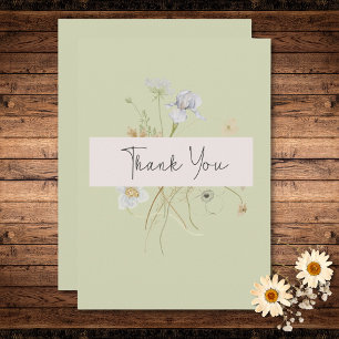 Carte De Remerciements Fleurs sauvages sur Mariage de lumière