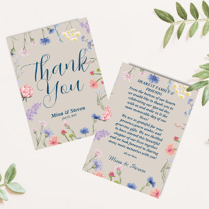 Carte De Remerciements Fleurs sauvages violettes et roses encadrent le ma