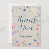 Carte De Remerciements Fleurs sauvages violettes et roses encadrent le ma (Devant)