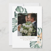 Carte De Remerciements Fleurs Tropicales Botaniques Mariage Or Mauve  (Devant)