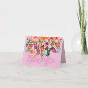Carte De Remerciements Fleurs tropicales colorées Boules disco Néon lumin
