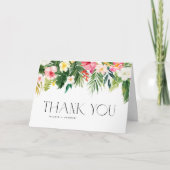 Carte De Remerciements Fleurs tropicales et verdure Mariage d'été (Devant)