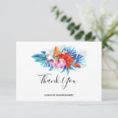 Carte De Remerciements Fleurs tropicales exotiques - Rose & Aqua (Debout devant)
