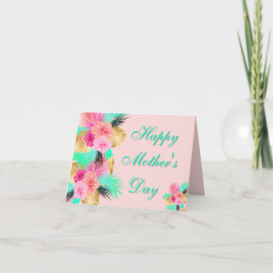 Carte De Remerciements Fleurs tropicales Fête des mères Florales pastel