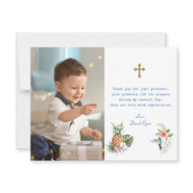 Fleurs tropicales Oiseau Photo Boy Croix Baptême