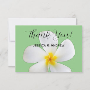 Carte De Remerciements Fleurs Tropicales, Plumeria Blanc sur Sauge, Maria