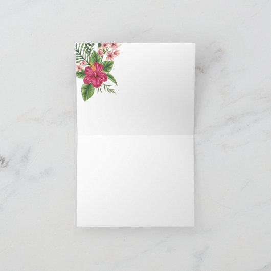 Carte De Remerciements Fleurs tropicales roses pour une baby shower (Intérieur)