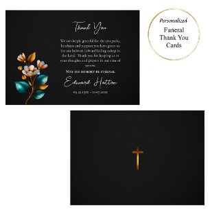 Carte De Remerciements Fleurs Turquoises et cuivre Orthodoxes