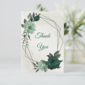 Carte De Remerciements fleurs vert émeraude botanique (Debout devant)