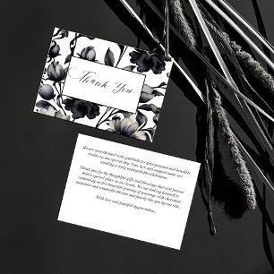 Carte De Remerciements Fleurs vintages noires et blanches
