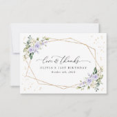 Carte De Remerciements Fleurs violettes, Fleurs blanches, Feuillage, Anni (Devant)