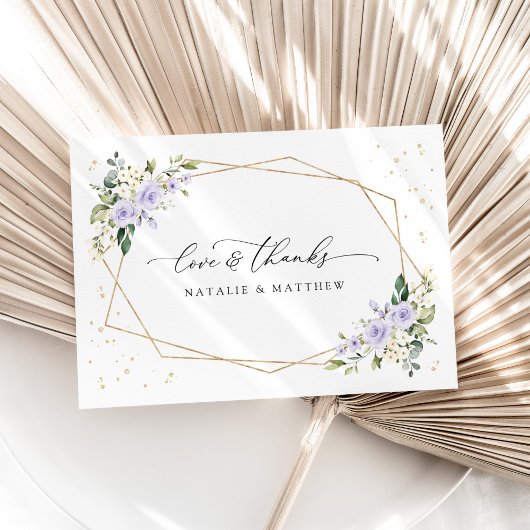 Carte De Remerciements Fleurs violettes, Fleurs blanches, Verdure, Mariag