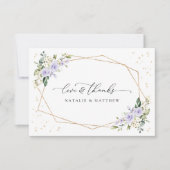 Carte De Remerciements Fleurs violettes, Fleurs blanches, Verdure, Mariag (Devant)