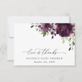 Carte De Remerciements Fleurs violettes, Fleurs de prunes, Boho, Baby sho (Devant)