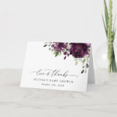Carte De Remerciements Fleurs violettes, Fleurs de prunes, Boho, Baby sho (Devant)